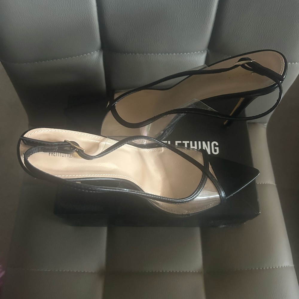PrettyLittleThing Black and Clear Heels
